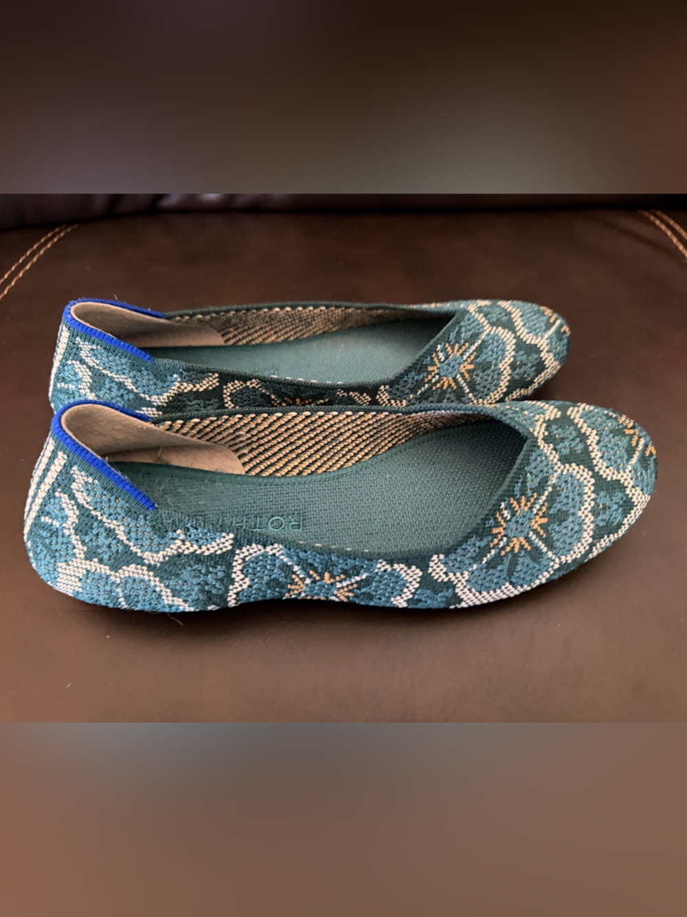 Rothy’s Sea Moss Teal Floral Flats Sz 8 - Picture 2 of 5